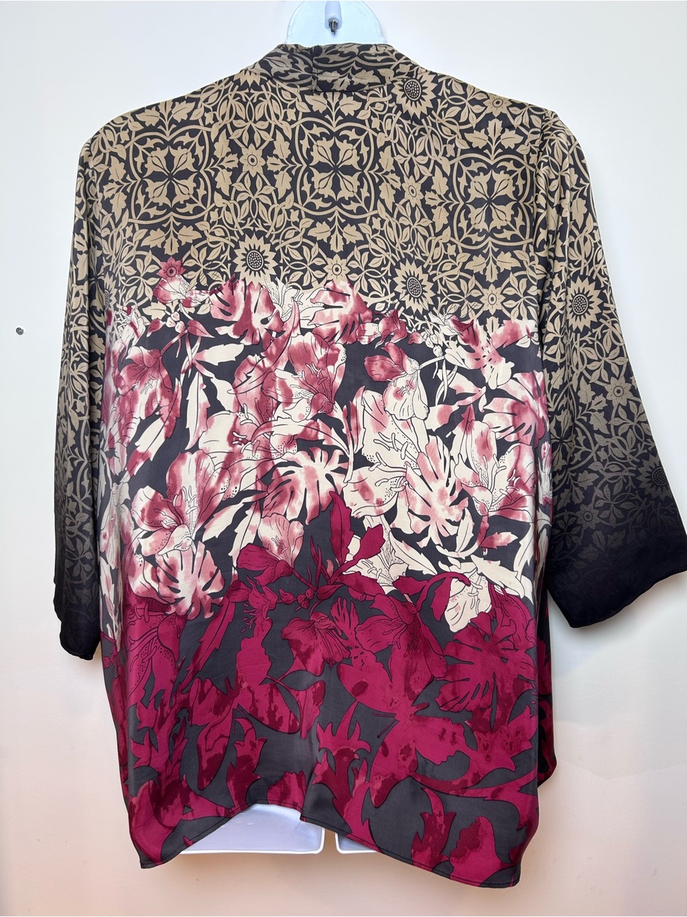Citron Santa Monica silk blend kimono Asian art to wear draped open front 3X - Picture 4 of 8